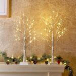 2FT Lighted Birch Tree with 24 Warm White LED  Fairy Lights – Battery Powered Christmas Decoration  with Timer, Indoor Home Decor - Image 5