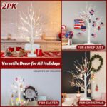 2FT Lighted Birch Tree with 24 Warm White LED  Fairy Lights – Battery Powered Christmas Decoration  with Timer, Indoor Home Decor - Image 7