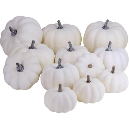 White Artificial Pumpkins – Rustic Harvest Foam Pumpkins for Fall, Halloween & Thanksgiving Home Decor