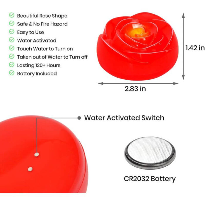 Red Rose Tealights Candles led waterproof, for Romantic Pool, Bathtub, Wedding - Image 4