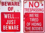 Halloween Metal Sign – Creepy No Trespassing Funny Retro Decoration - Image 2