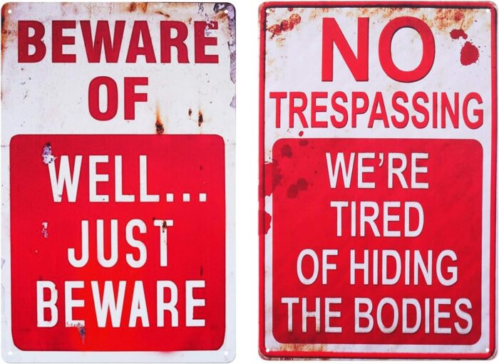 Halloween Metal Sign – Creepy No Trespassing Funny Retro Decoration - Image 2