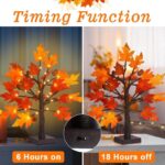 1.5 - 2FT Lighted Maple Tree, Thanksgiving Artificial Fall Tree with  36 LED Warm White Lights, Battery Operated with  Timer, Tabletop Thanksgiving Decoration for Indoor  Fall Harvest Home Decor - Image 8