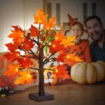 1.5 - 2FT Lighted Maple Tree, Thanksgiving Artificial Fall Tree with  36 LED Warm White Lights, Battery Operated with  Timer, Tabletop Thanksgiving Decoration for Indoor  Fall Harvest Home Decor - Image 6