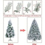Snow Flocked Artificial Christmas Tree , Full Xmas Tree with 1284 Branch Tips & Foldable Metal Stand - Image 4
