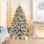 Snow Flocked Artificial Christmas Tree , Full Xmas Tree with 1284 Branch Tips & Foldable Metal Stand - Image 2